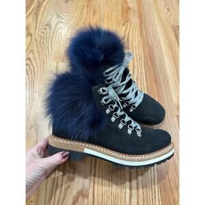 Montelliana 1965 Clara Boots Fur Navy 38.5 8.5